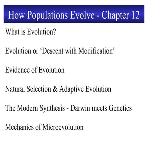 Chapter12 Biology of Evolution: microevolution