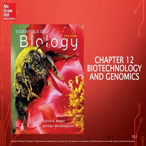 Chapter 12 DNA Biotechnology and Genomics