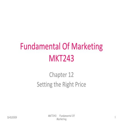 Chapter 12 (setting the right price)