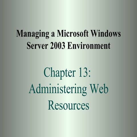 Chapter13      Administering  Web  Resources
