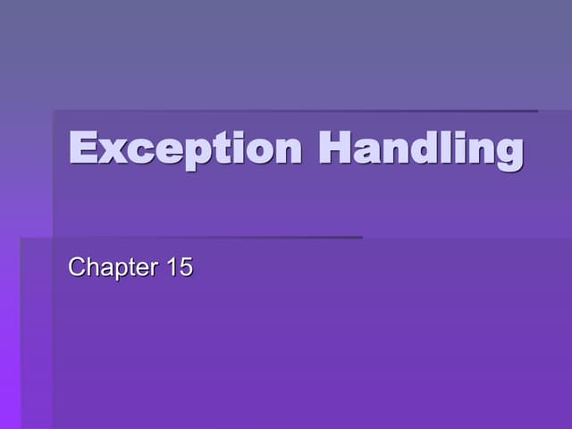 Chapter13 exception handling | PPT