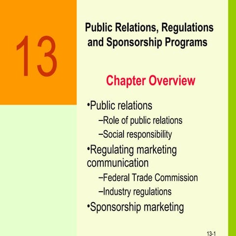 Chapter 13 pr, regulations & sponsorhips | PPT