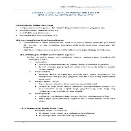 Chapter 13 building information system MIS