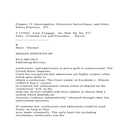 Chapter 13 Interrogation, Electronic Surveillance, and Other .docx
