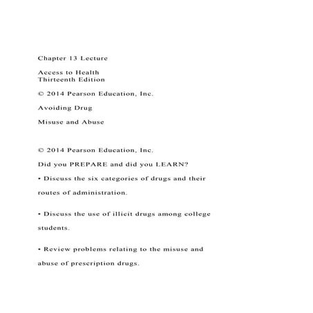 Chapter 13 Lecture Access to Health Thirteenth Edition .docx