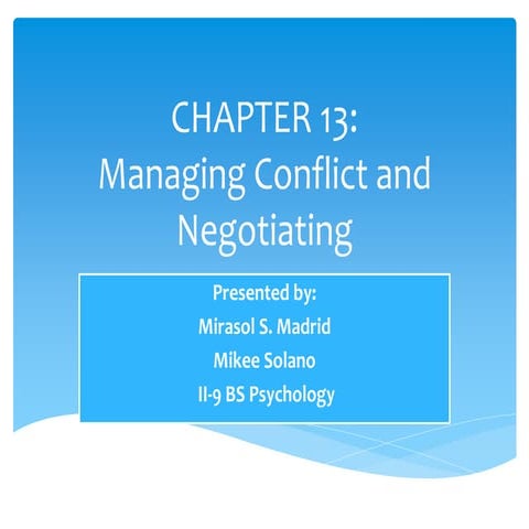 Managing Conflict and Negotiating