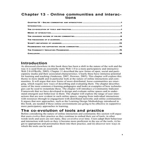 Chapter 13 online communities and interactions