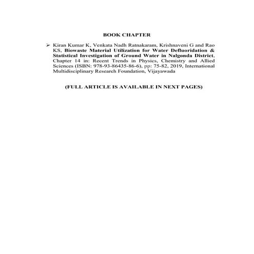 Chapter 14 biowaste for defluoridation and statistical investigation of nalgo...