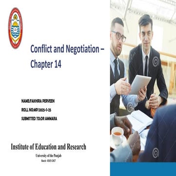Organizational behaviour chapter 14 conflict and negotiations | PDF