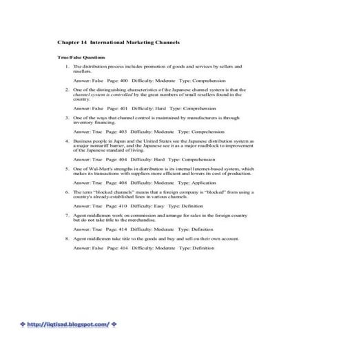 Chapter 14 international marketing channels