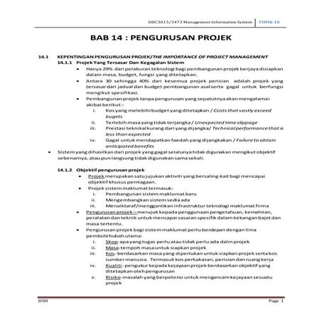 Chapter 14 managing projects MIS