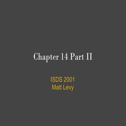 Chapter 14 Part Ii