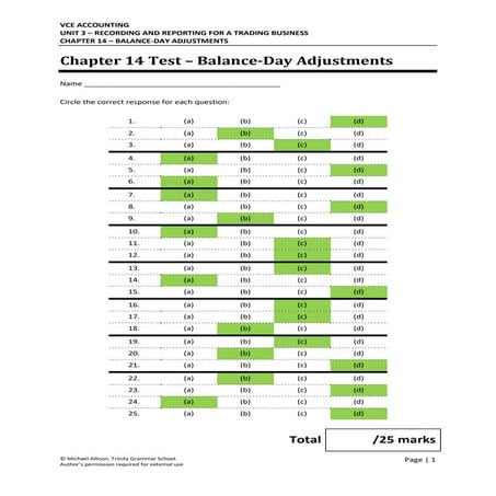 Chapter 14 Prepaid and Accrued Expenses - Test Solutions