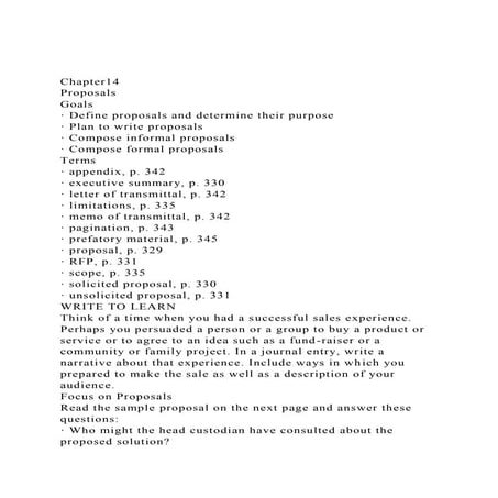 Chapter14ProposalsGoals· Define proposals and determine th.docx