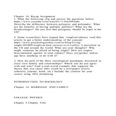 Chapter 14 Recap Assignment1. What the following clip and answe
