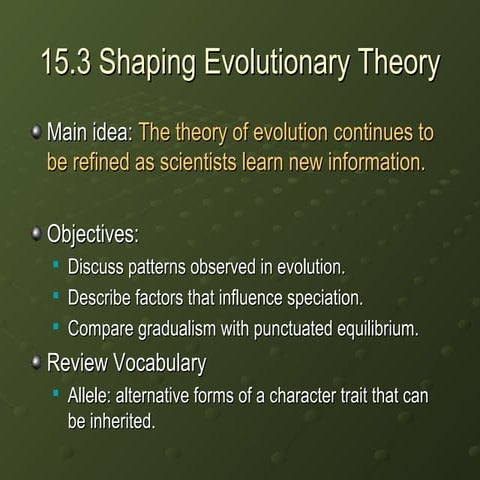 Chapter 15.3 shaping evolutionary theory