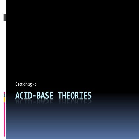 Chapter 15.2 Acid-Base Theories