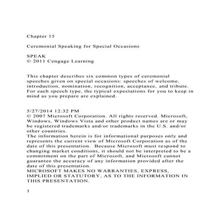 Chapter 15Ceremonial Speaking for Special OccasionsSPEAK.docx