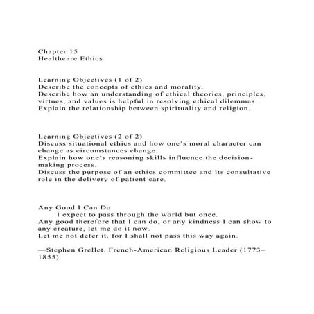 Chapter 15Healthcare EthicsLearning Objectives (1 of 2).docx