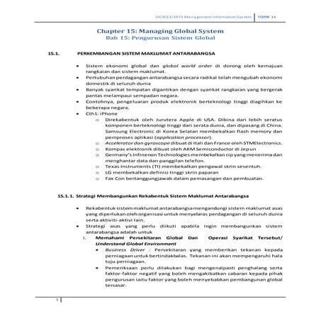 Chapter 15 managing global systems MIS