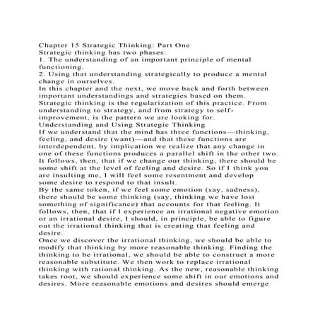 Chapter 15 Strategic Thinking Part OneStrategic thinking has tw.docx