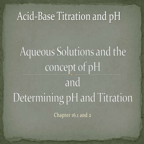 Chapter 16.1 and 2 : Acid-Base Titrations and pH