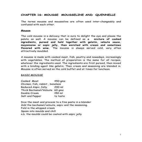 Chapter 16 mousse and mousseline