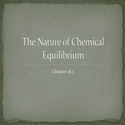 Chapter 18.1 : The Nature of Chemical Equilibrium