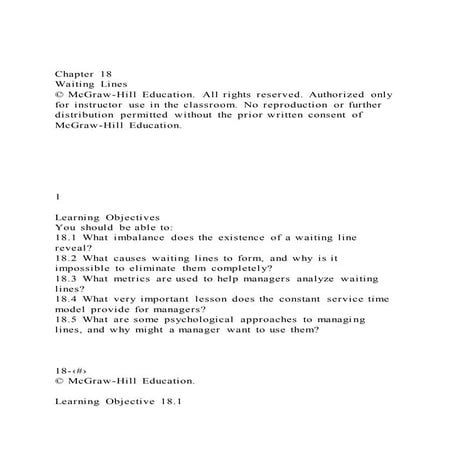 Chapter 18Waiting Lines© McGraw-Hill Education. All rights r