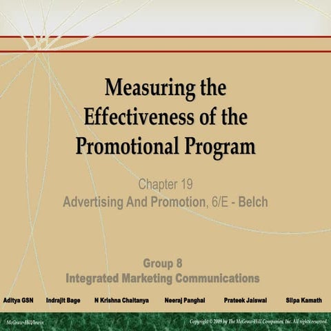 Measuring the Effectiveness of the Promotional Program