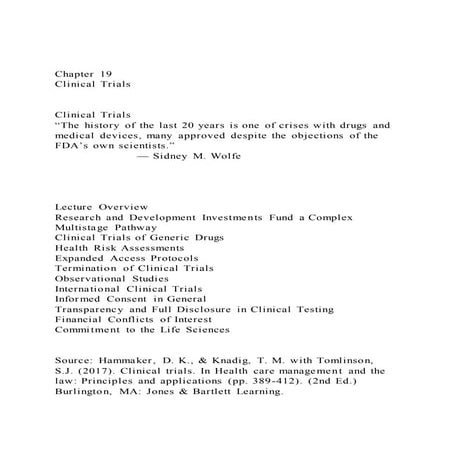 Chapter 19Clinical Trials Clinical TrialsThe history 
