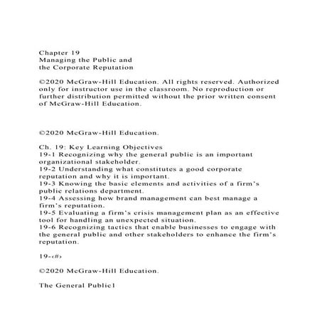 Chapter 19Managing the Public and the Corporate Reputation.docx