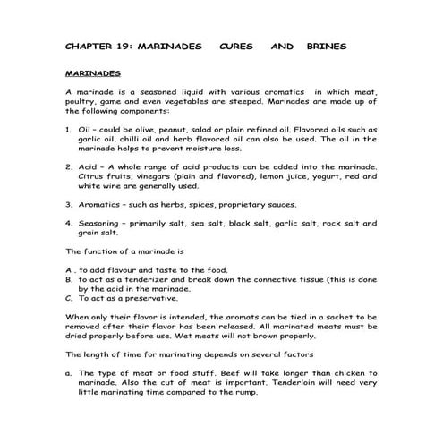 Chapter 19 marinades, cures and brines