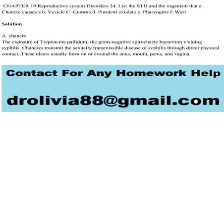CHAPTER 19 Reproductive system Disorders 24. List the STD and the org.pdf