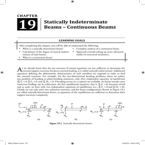 Chapter 19(statically indeterminate beams continuous beams)