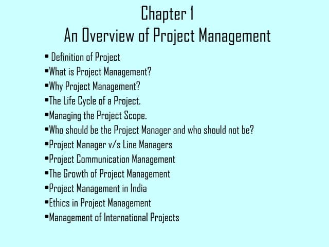 Chapter 1  An Overview Of Project Management