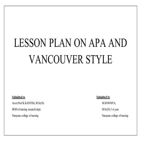 APA AND VANCOUVER STYLE