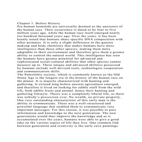 Chapter 1 Before HistoryPre-human hominids are universally de.docx