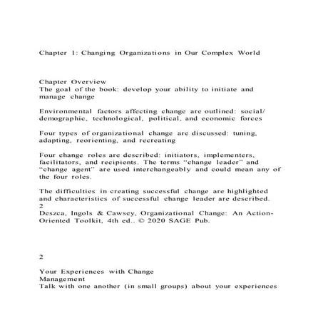 Chapter 1 Changing Organizations in Our Complex WorldCh