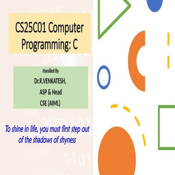 CS25C01 Computer Programming C Chapter 1 | PPTX