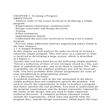 CHAPTER 1 Creating a ProgramOBJECTIVES· Analyze some of the i.docx