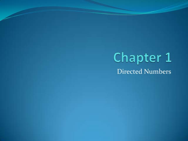 Chapter 1 Directed Numbers