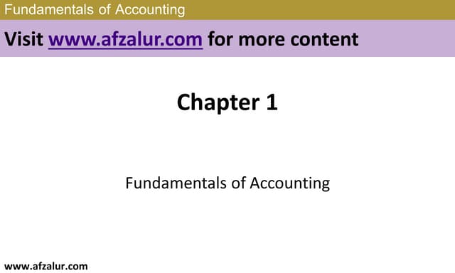 Chapter 1: Fundamentals of Accounting