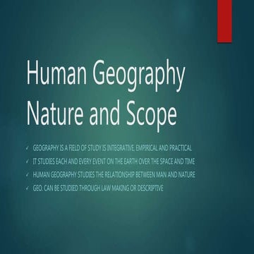 Chapter 1 human geography nature and scope