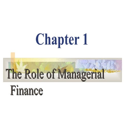 The Role of Managerial Finance