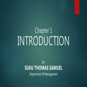 Chapter 1 Introduction to Financial Management