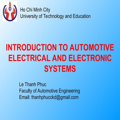 Lecture 1 layout of autoelectric system | PPTX
