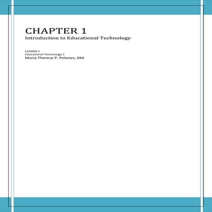Chapter 1 introduction to educational technology