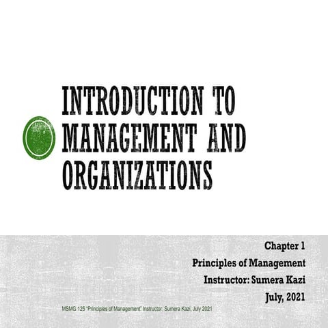 Chapter 1 introduction to management & organization | PPT