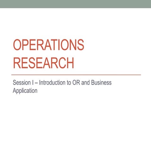Chapter 1 introduction to Operations research | PDF
